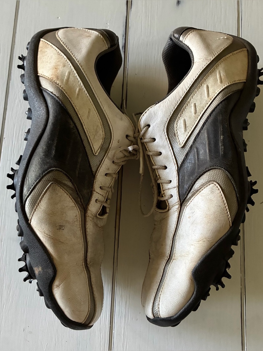 Men's White and Black Athletic Golf Shoes
